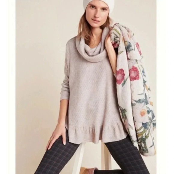Anthropologie Maeve Addie Ruffle Hacci Pullover Top - Picture 1 of 6